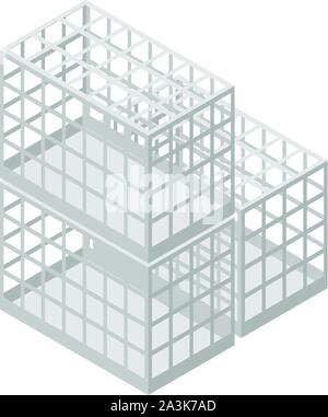 Pet transport cage icon, isometric style Stock Vector