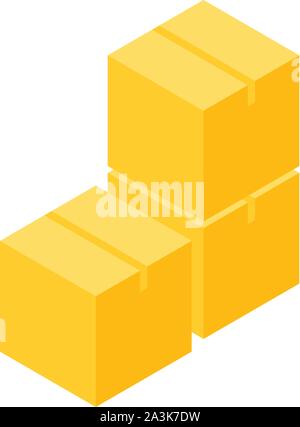 Parcel box stack icon, isometric style Stock Vector