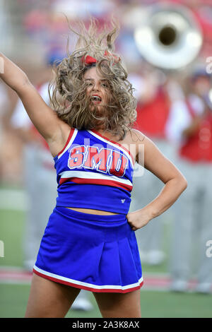 SMU Mustang Cheerleaders during an NCAA Football game between the Tulsa Golden Hurricanes and SMU Mustangs at the Gerald J. Ford Stadium in Dallas, Texas, Oct. 5th, 2019.(Manny Flores/Cal Sport Media) Stock Photo