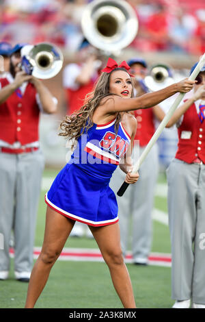 SMU Mustang Cheerleaders during an NCAA Football game between the Tulsa Golden Hurricanes and SMU Mustangs at the Gerald J. Ford Stadium in Dallas, Texas, Oct. 5th, 2019.(Manny Flores/Cal Sport Media) Stock Photo