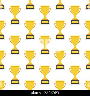 Simple seamless trophy icon vector pattern. Main icon elements only, no ornament. Vector stock illustration. Stock Vector