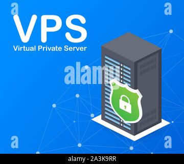 VPS Virtual private server web hosting services infrastructure technology. Vector stock illustration. Stock Vector