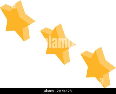 Three star rating icon, isometric style Stock Vector