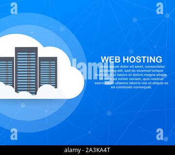 Web hosting concept with cloud computing icons design. Vector stock illustration. Stock Vector