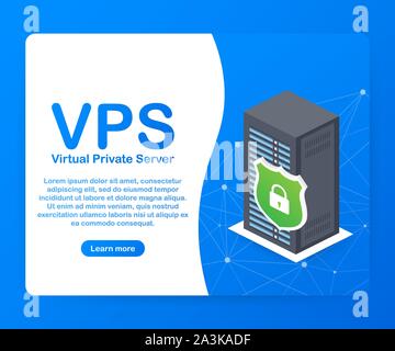 VPS Virtual private server web hosting services infrastructure technology. Vector stock illustration. Stock Vector