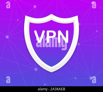 VPN Safety Shield sign. Vector stock illustration. Stock Vector