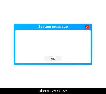 Old School Operating System Message Template. Classic Computer User Interface Element with OK Buttons. Vector stock illustration. Stock Vector