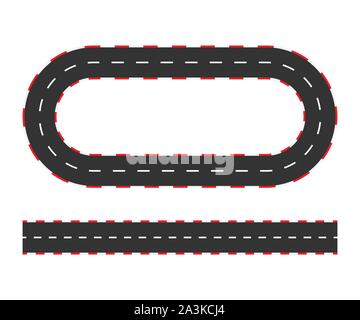 Rally line track road border karting. Race lane formula marking circuit ...