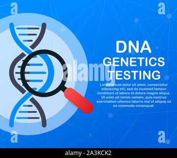 DNA testing, genetic diagnosis concept. Genetic engineering concept. Can use for web banner. Deoxyribonucleic acid. Vector stock illustration. Stock Vector