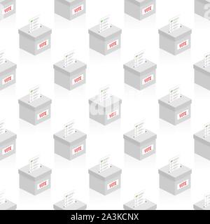 Vote. Election box pattern vector seamless white repeat for any use. Vector stock illustration. Stock Vector