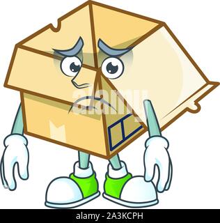 Afraid cardboard open in the cartoon shape Stock Vector