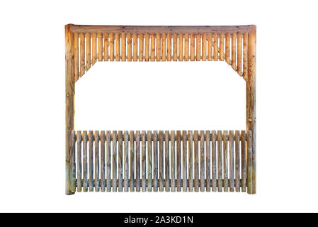 Wooden frame with railing isolated on white background Stock Photo