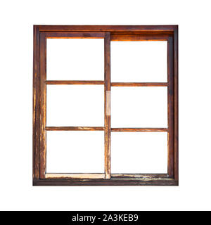 Old wooden window frame isolated on white background Stock Photo - Alamy