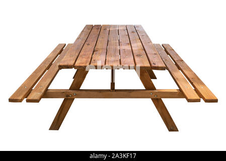 A picnic table isolated on white background Stock Photo