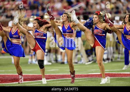 SMU Mustang Cheerleaders during an NCAA Football game between the Tulsa Golden Hurricanes and SMU Mustangs at the Gerald J. Ford Stadium in Dallas, Texas, Oct. 5th, 2019.(Manny Flores/Cal Sport Media) Stock Photo