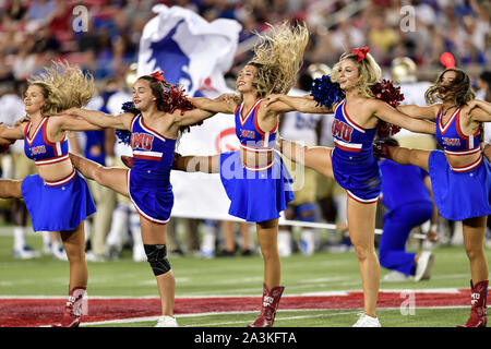 SMU Mustang Cheerleaders during an NCAA Football game between the Tulsa Golden Hurricanes and SMU Mustangs at the Gerald J. Ford Stadium in Dallas, Texas, Oct. 5th, 2019.(Manny Flores/Cal Sport Media) Stock Photo