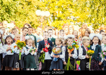 day of knowledge, first bell 24 school Ukraine Lutsk 01-09-2015 Stock Photo
