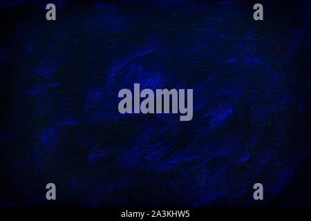 Beautiful oil color painted dark blue background, painted with real oil color on canvas by hand Stock Photo