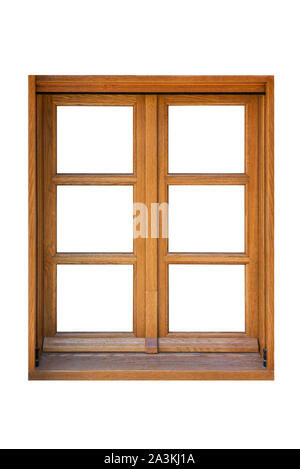 Wooden window isolated on white background Stock Photo