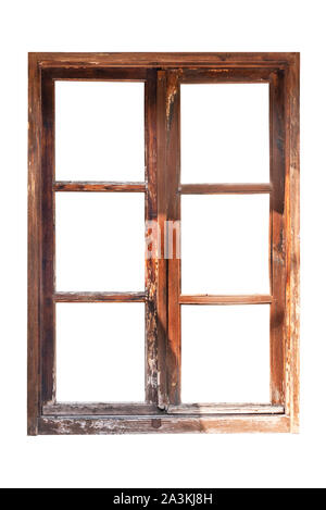 Ancient wooden frame isolated on white background Stock Photo - Alamy