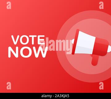 Megaphone Hand, business concept with text Vote now. Vector stock illustration Stock Vector