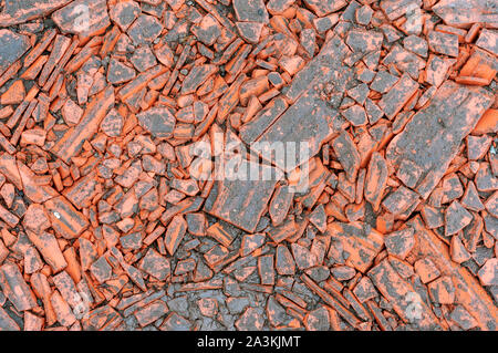 fragments of red brick, pieces of broken brick Stock Photo