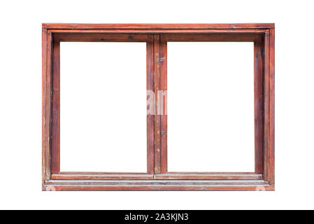 Wooden window isolated on white background Stock Photo