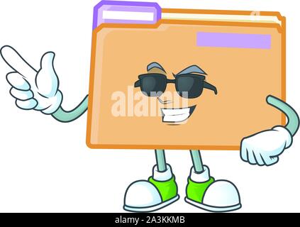 Super cool folder icon with character the mascot Stock Vector