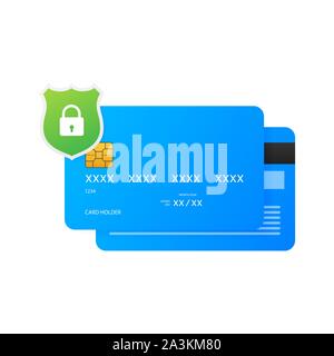 Secure credit card transaction. Payment protection concepts, Secure payment. Vector illustration. Stock Vector
