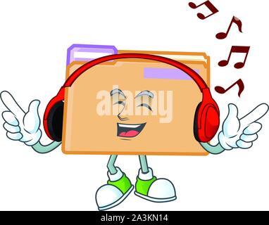 Listening music folder for storage with character shape Stock Vector
