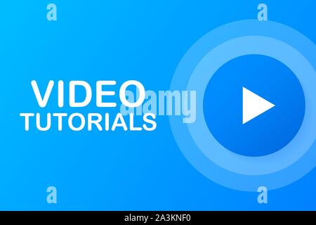 Video tutorials Button, icon, emblem, label. Vector illustration Stock Vector