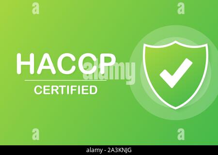 Vector web site design template. HACCP Certified icon on green background. Vector illustration. Stock Vector