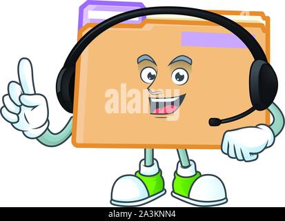 With headphone folder data isolated on white background Stock Vector
