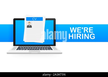 We are hiring. Recruitment concept. Hire workers, choice employers search team for job. Resume icon. Vector stock illustration. Stock Vector