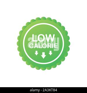 Low calorie label or sticker on white background. Vector stock illustration. Stock Vector