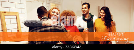 Composite image of happy friendsgiving Stock Photo