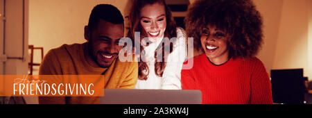 Composite image of happy friendsgiving Stock Photo