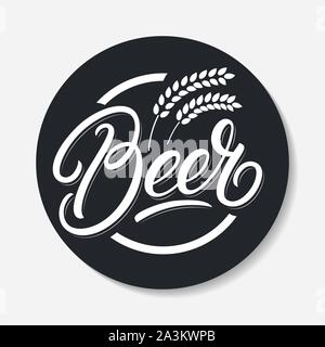 Beer coaster design template. Beer hand written lettering