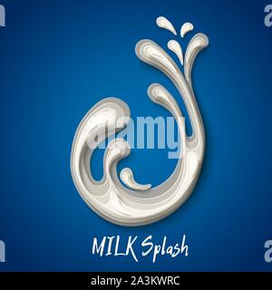 Vector milk splash paper cut concept poster Stock Vector