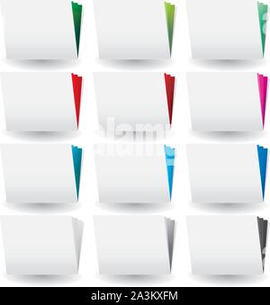 Set of cases study icon with colored pages Stock Vector