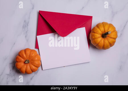 Halloween and thanksgiving blank card and envelope Stock Photo