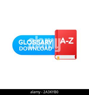 Download book button. Concept Glossary book for web page, banner, social media. Vector stock illustration Stock Vector