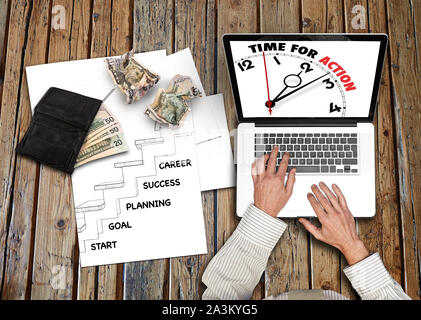 Businessman working on his laptop for new start in success Stock Photo