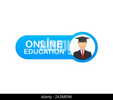 Online education concept banner. Online training courses. Tutorials, e-learning. Vector stock illustration. Stock Vector