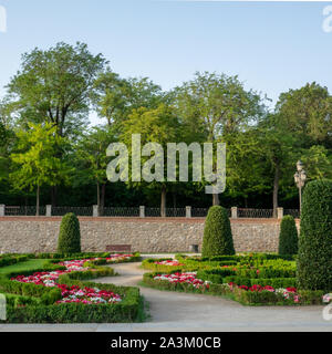 A area called El Parterre in public Retiro Park of Madrid, Spain. Beautiful trees and flowers. Stock Photo