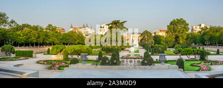 A area called El Parterre in public Retiro Park of Madrid, Spain. Beautiful trees and flowers. Stock Photo