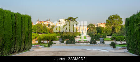 A area called El Parterre in public Retiro Park of Madrid, Spain. Beautiful trees and flowers. Stock Photo