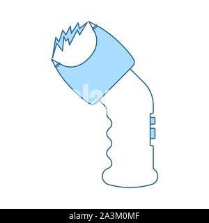 Police Stun Gun Icon. Thin Line With Blue Fill Design. Vector Illustration. Stock Vector