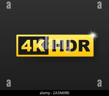 4K Ultra HD symbol, High definition 4K resolution mark, HDR. Vector stock illustration. Stock Vector
