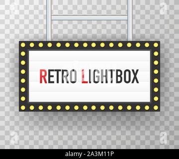 Retro lightbox billboard vintage frame. Lightbox with customizable design. Classic banner for your projects or advertising. Vector stock illustration. Stock Vector